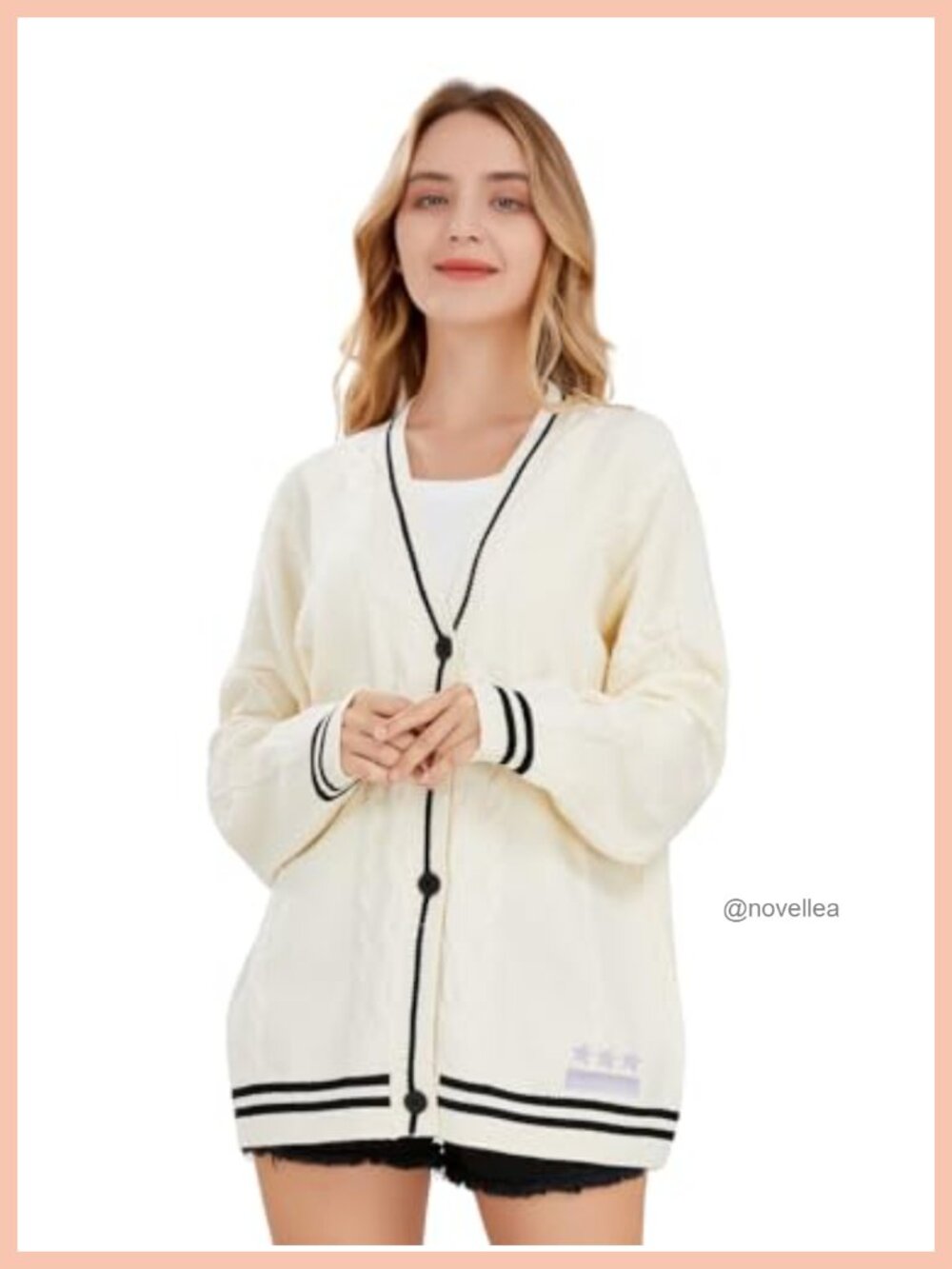 Womens Cable Knit Open Front Button Down Cardigan Sweater Long Sleeve
